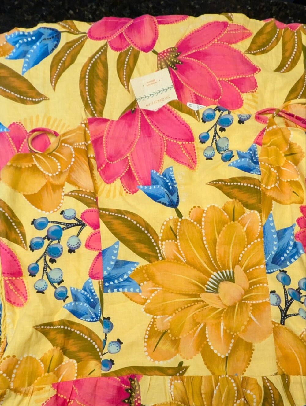 NEW Farm Rio For Anthropologie Yellow Floral Scalloped Neck DropWaist Midi Dress - Picture 8 of 15